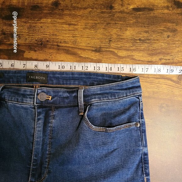 Talbots Jeans Size 12 Jegging Crop High Rise Tummy Control Slimming Dark Wash - Picture 6 of 11